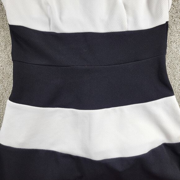 R&K Dress Womens 4 White Black Red Color Block Stripes Short Cap Sleeve Office - Picture 10 of 12